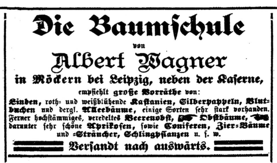 Inserat im Lpz. Stadt- und Dorfanzeiger vom
25.10.1889. Quelle: Archiv Kohlwagen